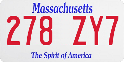 MA license plate 278ZY7