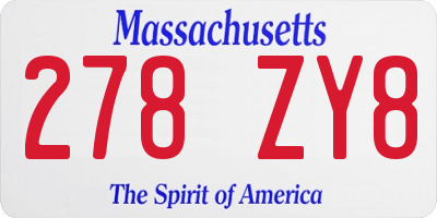 MA license plate 278ZY8