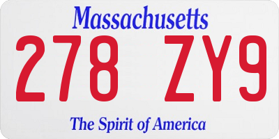 MA license plate 278ZY9