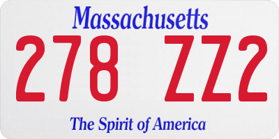 MA license plate 278ZZ2