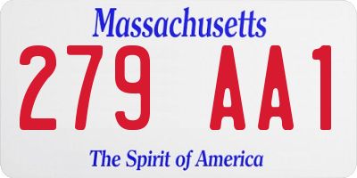 MA license plate 279AA1