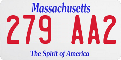 MA license plate 279AA2
