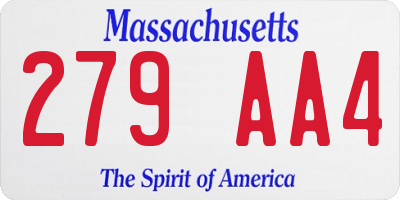 MA license plate 279AA4