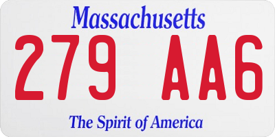 MA license plate 279AA6