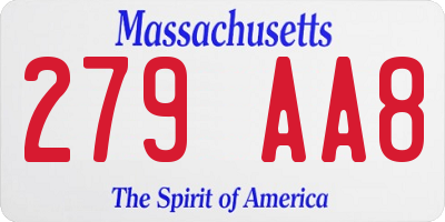 MA license plate 279AA8