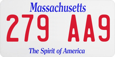 MA license plate 279AA9