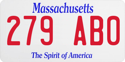 MA license plate 279AB0