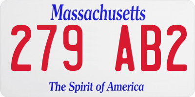 MA license plate 279AB2