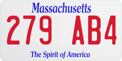 MA license plate 279AB4