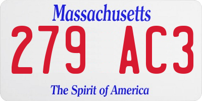 MA license plate 279AC3