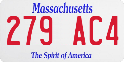 MA license plate 279AC4