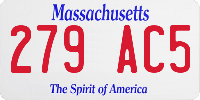 MA license plate 279AC5