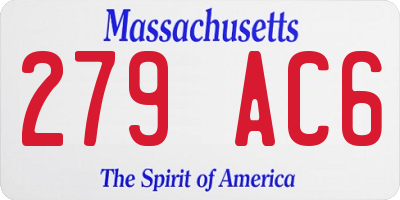 MA license plate 279AC6