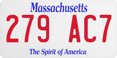 MA license plate 279AC7