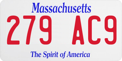 MA license plate 279AC9