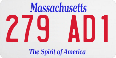 MA license plate 279AD1