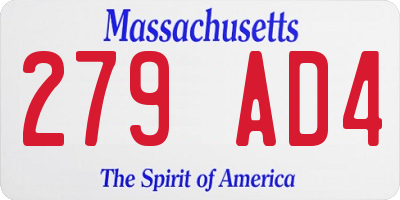 MA license plate 279AD4