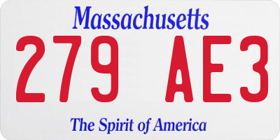 MA license plate 279AE3