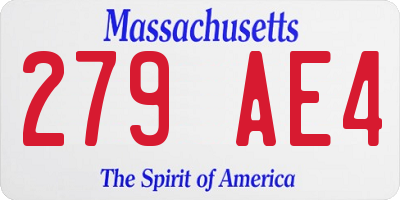 MA license plate 279AE4