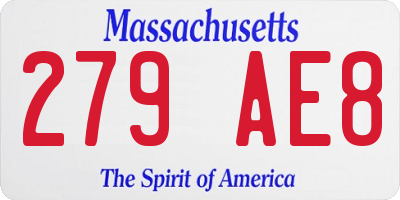 MA license plate 279AE8