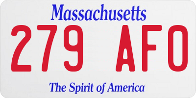 MA license plate 279AF0