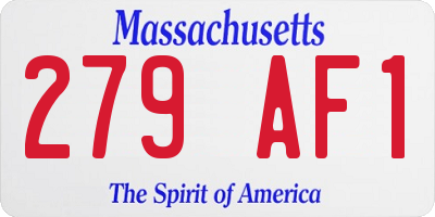 MA license plate 279AF1