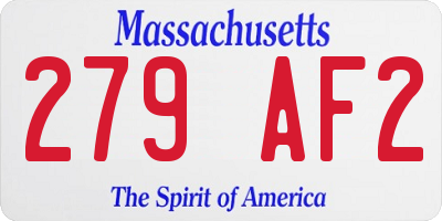 MA license plate 279AF2