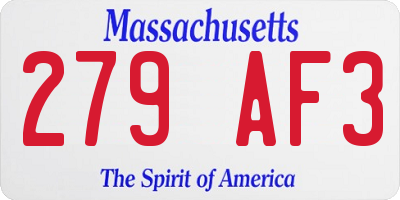MA license plate 279AF3