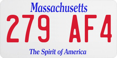 MA license plate 279AF4