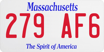 MA license plate 279AF6