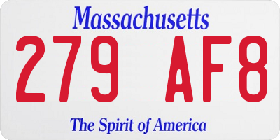 MA license plate 279AF8
