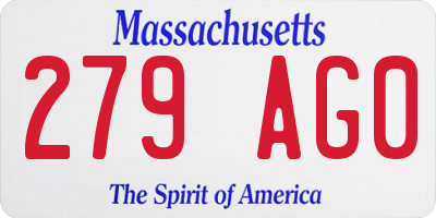 MA license plate 279AG0
