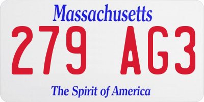 MA license plate 279AG3