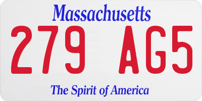 MA license plate 279AG5
