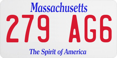 MA license plate 279AG6