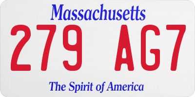 MA license plate 279AG7