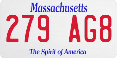 MA license plate 279AG8