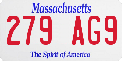 MA license plate 279AG9