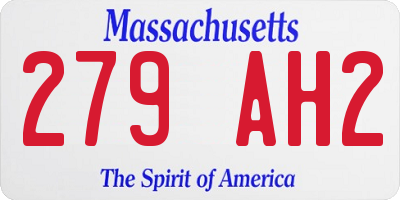 MA license plate 279AH2