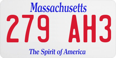 MA license plate 279AH3