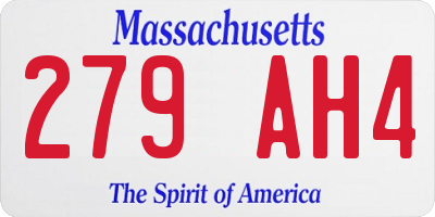 MA license plate 279AH4