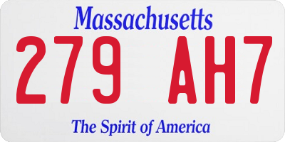 MA license plate 279AH7