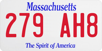 MA license plate 279AH8