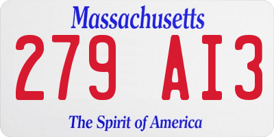 MA license plate 279AI3
