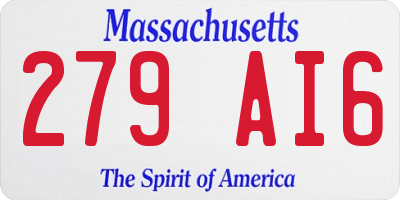 MA license plate 279AI6
