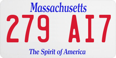 MA license plate 279AI7
