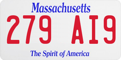 MA license plate 279AI9