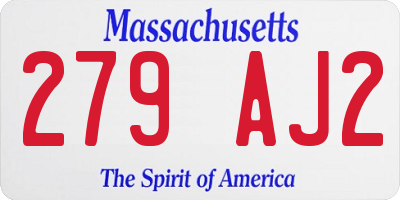 MA license plate 279AJ2