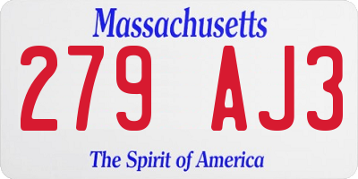MA license plate 279AJ3