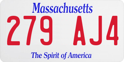 MA license plate 279AJ4
